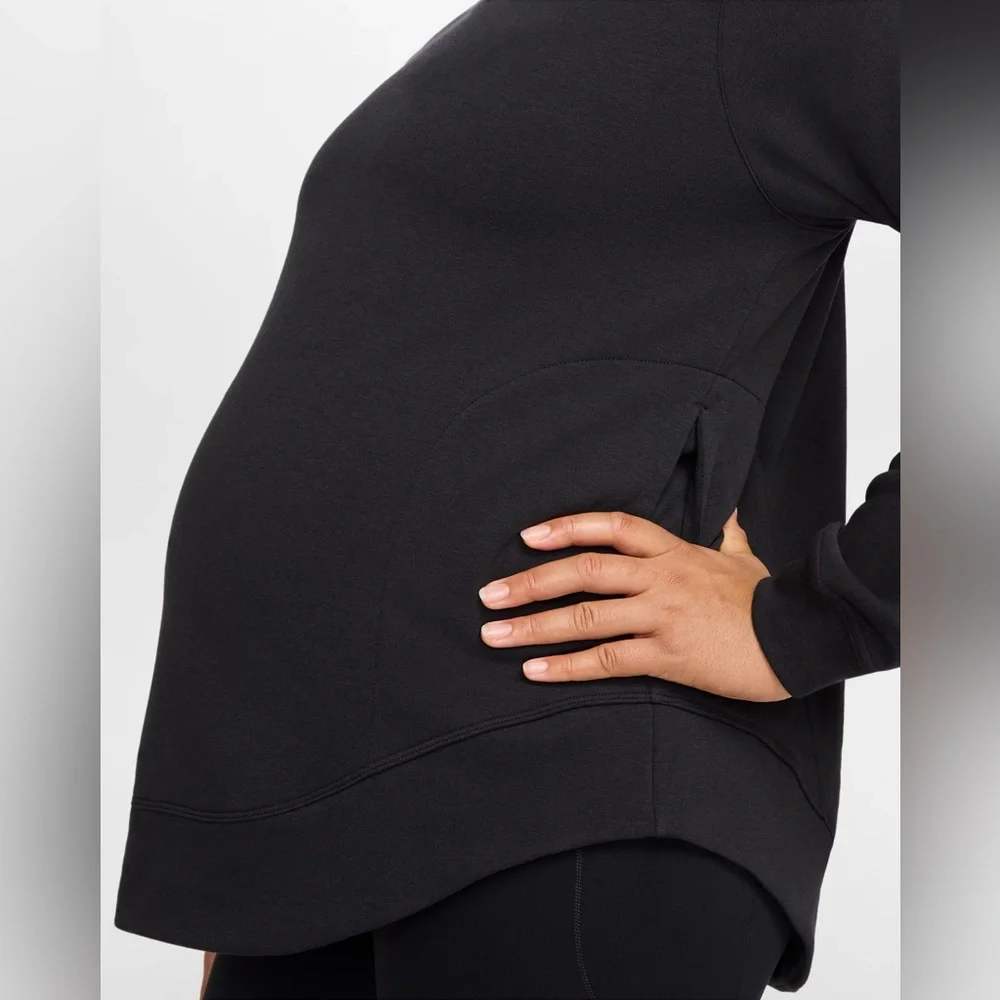 Nike One Women's Reversible French Terry Pullover Top Maternity Shirt FZ0542-010